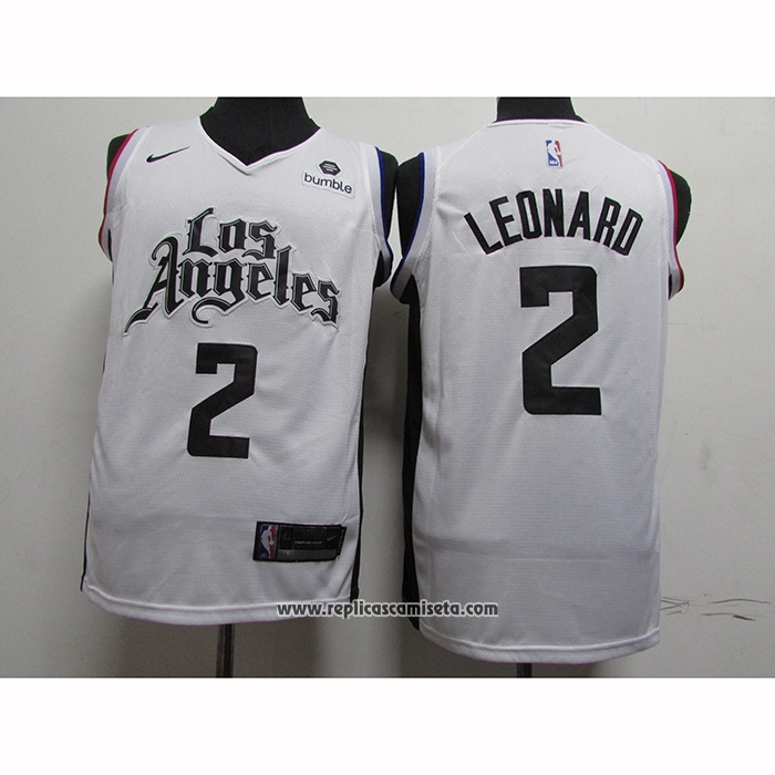 Camiseta Los Angeles Clippers Kawhi Leonard #2 Ciudad 2019-20 Blanco